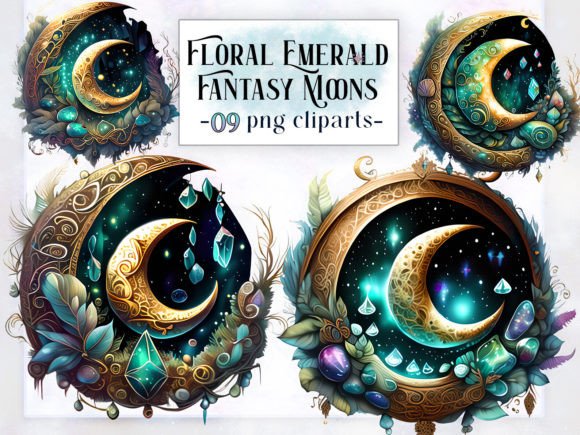 Download Floral Emerald Fantasy Moons Cliparts - Floral Collection