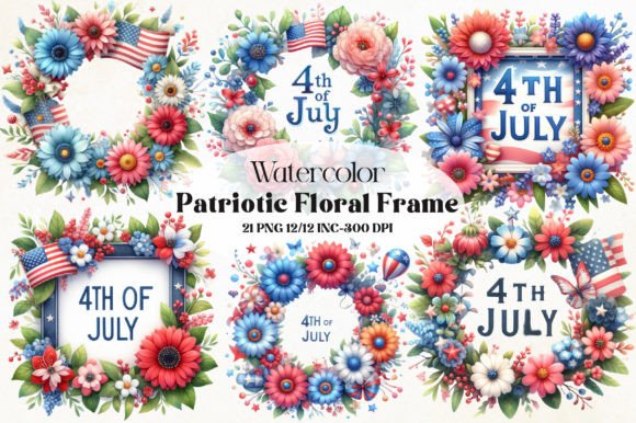 Download Patriotic Floral Frame PNG Clipart - Floral Collection