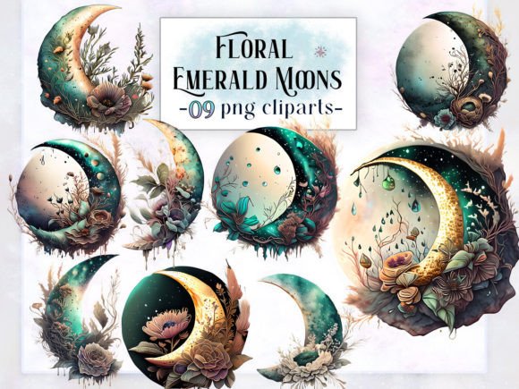 Download Floral Emerald Moons Clipart Sublimation - Floral Collection