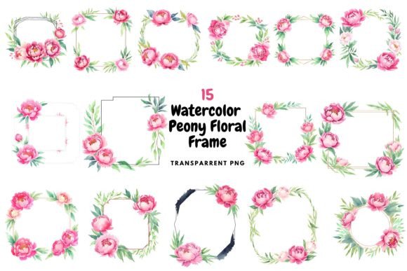 Download Watercolor Peony Floral Frame PNG - Floral Collection