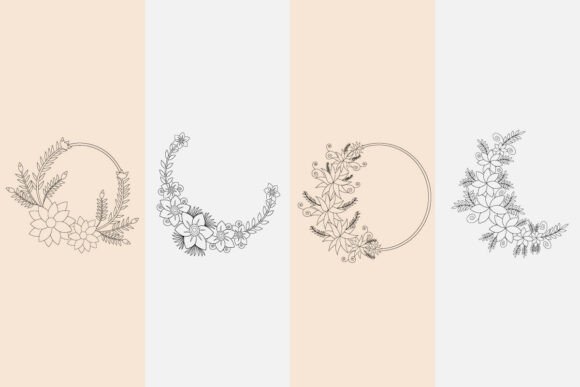 Download Floral Wreath Line Art Flower Frame Set - Floral Collection