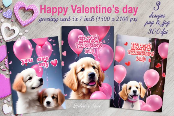 Download Cute Valentines Dog Greeting Cards Set - Cute valentine Collection