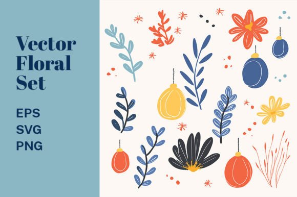 Download Botanical SVG Floral Doodle Clipart Set - Floral Collection