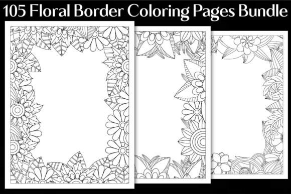 Download Floral Border Coloring Pages Bundle - Floral Collection