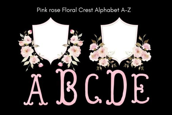 Download Pink Rose Floral Crest Alphabet a–Z PNG - Floral Collection
