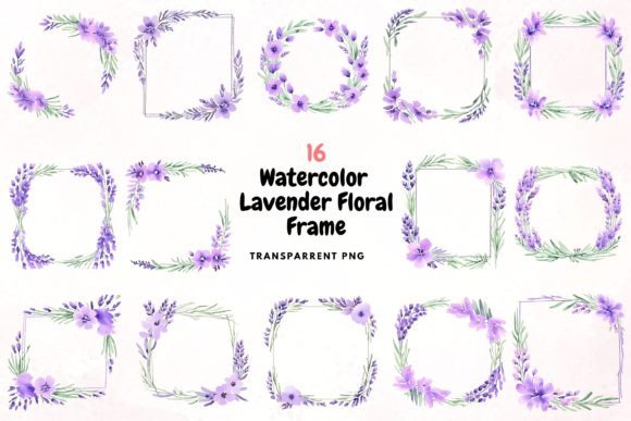 Download Watercolour Lavender Floral Frame PNG - Floral Collection
