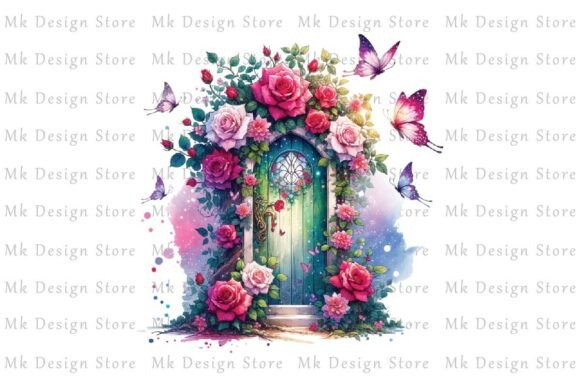 Download Magic Fairy Cottage Floral Door Clipart - Floral Collection