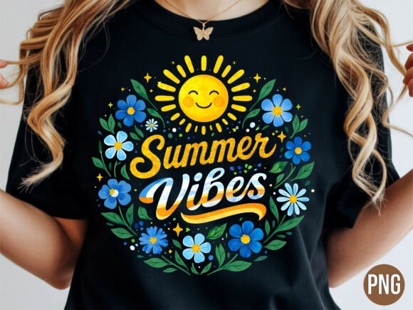 Download Summer Vibes Sun Floral Frame PNG Shirt - Floral Collection