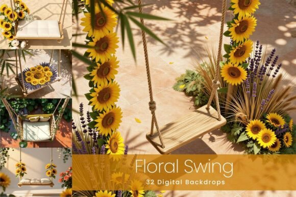 Download 32 Floral Swing Digital Backdrops - Floral Collection