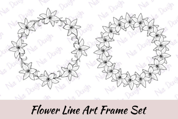 Download Lily Flower Lineart Frame Bouquet SVG - Premium Resources