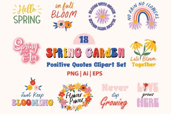 Download Spring Summer Floral Quotes Clipart Set - Floral Collection