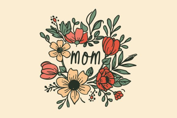 Download Floral Illustration with the Word Mom - Floral Collection