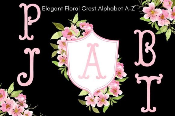Download Pink Floral Alphabet &amp; Crest Frame PNG - Floral Collection