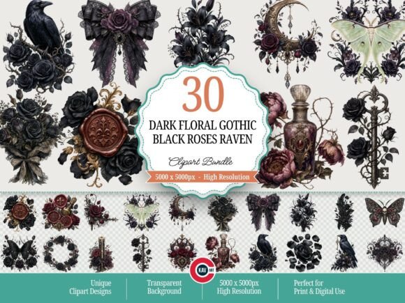 Download Dark Floral Gothic Clipart - Floral Collection