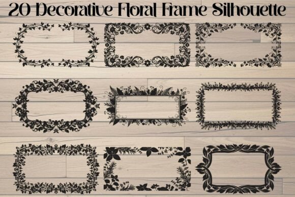 Download 20 Decorative Floral Frame Silhouette - Floral Collection