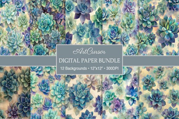 Download Watercolor Floral Succulent Plant Papers - Floral Collection