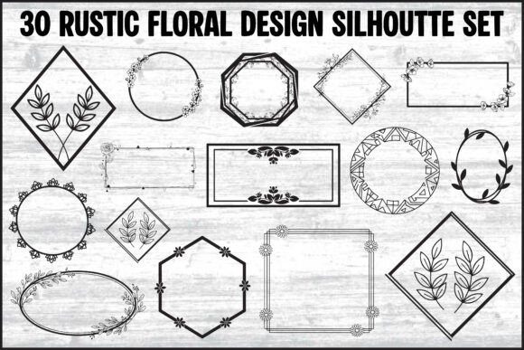 Download 30 Rustic Floral Frame Silhouette Bundle - Floral Collection