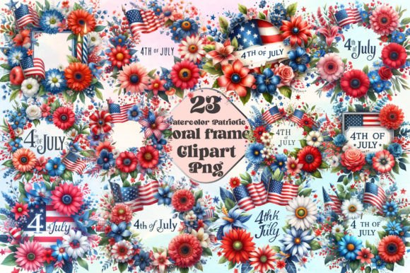 Download Patriotic Floral Frame PNG Clipart - Floral Collection