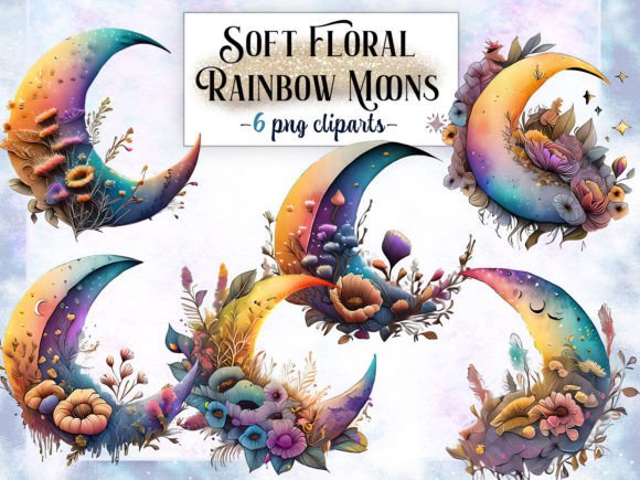 Download Soft Floral Rainbow Moons Clipart - Floral Collection