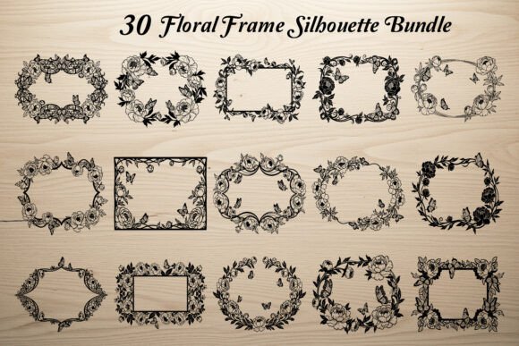 Download 30 Floral Frame Silhouette Bundle - Floral Collection