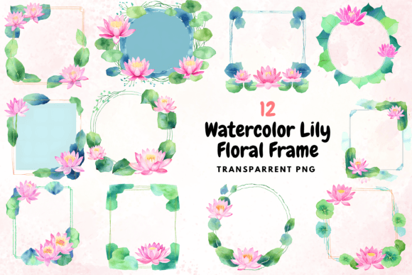 Download Watercolor Lily Floral Frame PNG - Floral Collection