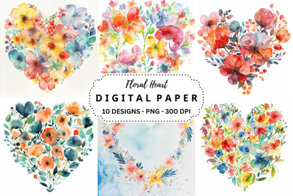 Download Watercolor Floral Heart Background - Floral Collection