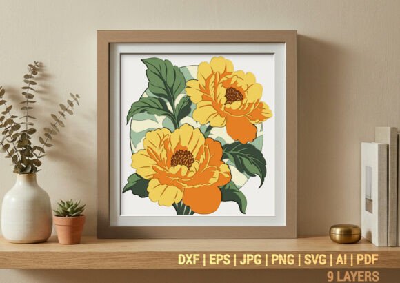 Download Elegant Yellow Peony Floral Shadow Box - Floral Collection