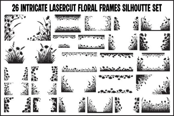 Download 26 Intricate Lasercut Floral Frames Set - Floral Collection