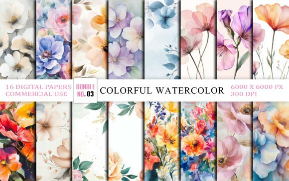 Download Colorful Watercolor Floral Background - Floral Collection