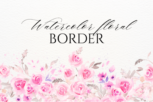 Download Watercolor Pink Roses Floral Border PNG - Floral Collection