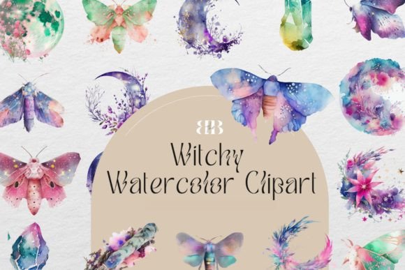 Download Witchy Floral Moons Moths &amp; Crystals - Floral Collection