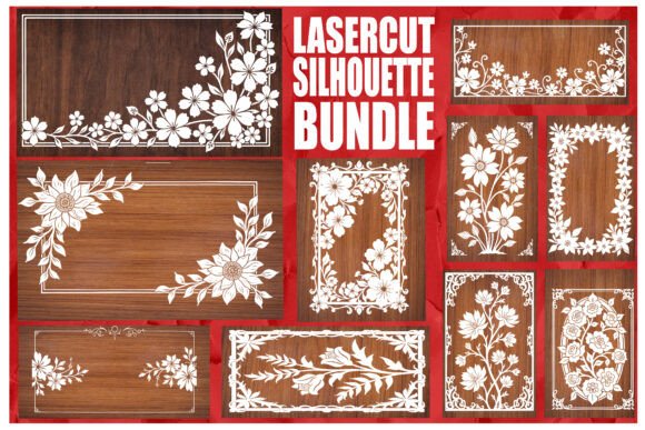 Download Laser Cut Floral Frame Silhouette Bundle - Floral Collection