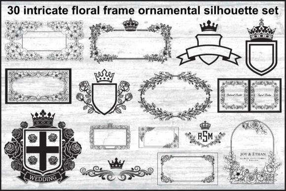 Download 30 Intricate Floral Frame Silhouette Set - Floral Collection