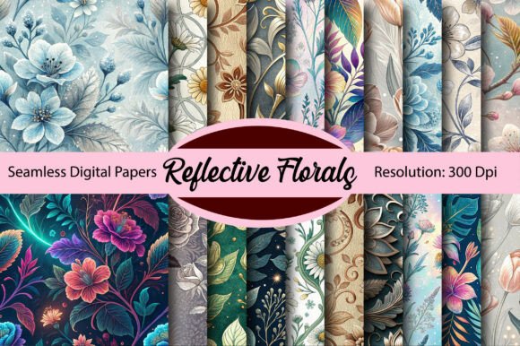 Download Reflective Florals Digital Paper - Floral Collection